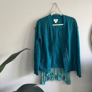 Caslon | Knit Bomber Jacket “Teal Crystal” | S 🐬